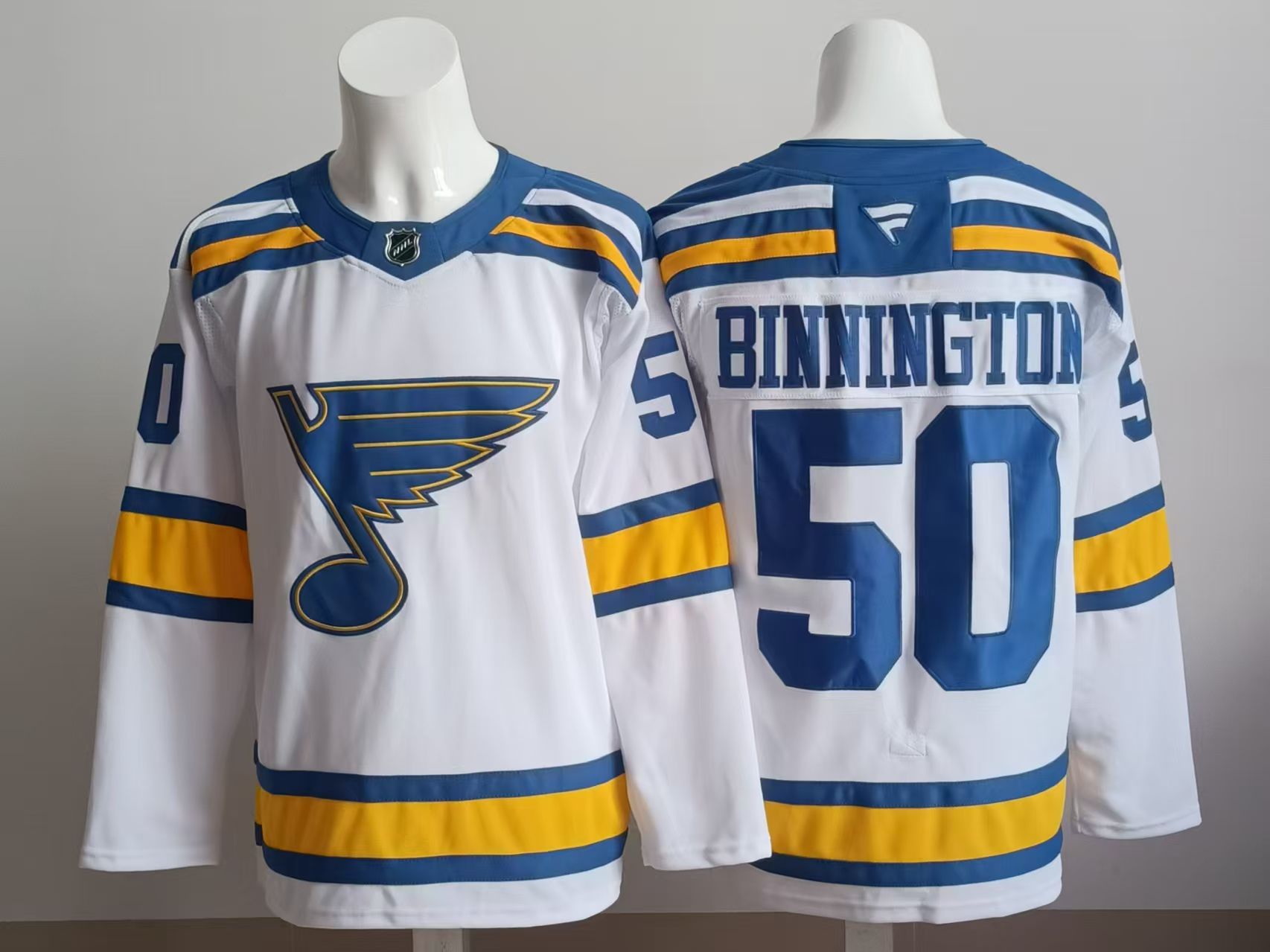 Men 2025 St.Louis Blues #50 Binnington White NHL Jersey style 01